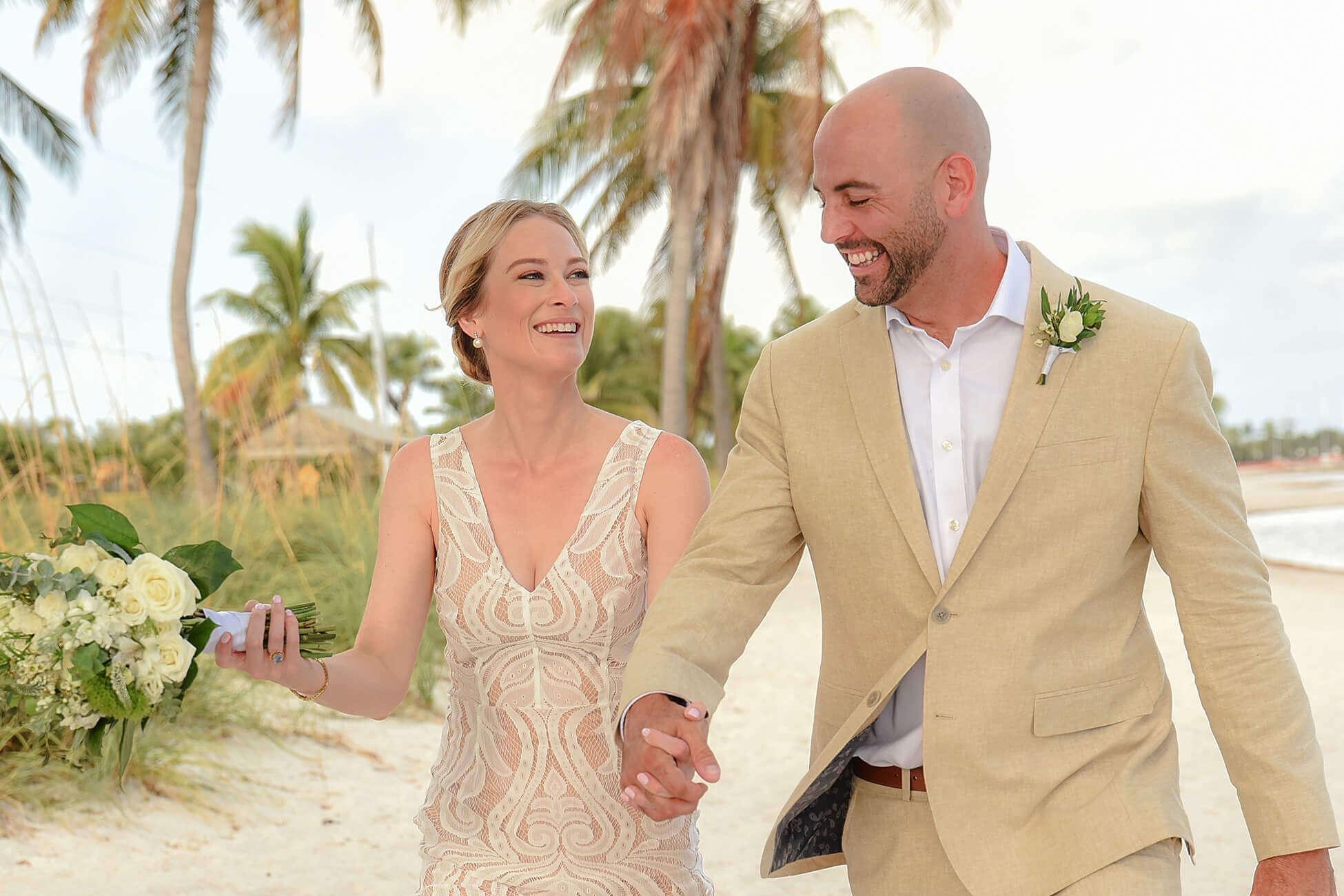 Elopement couple on Smathers Beach